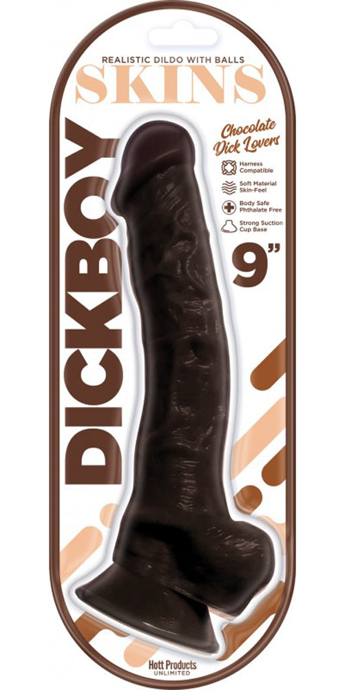Dickboy - Skins - Dildo With Balls - 9 Inch - Chocolate Dick Lovers