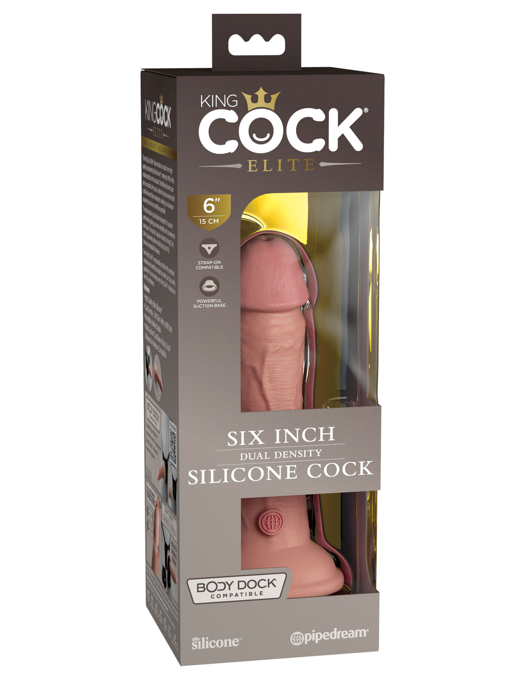 King Cock Elite 6 Inch Silicone Dual Density Cock  - Light