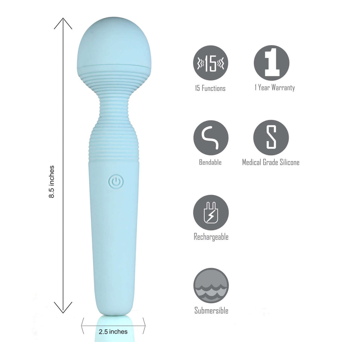 Grace Bendable Vibrating Pleasure Wand - Blue