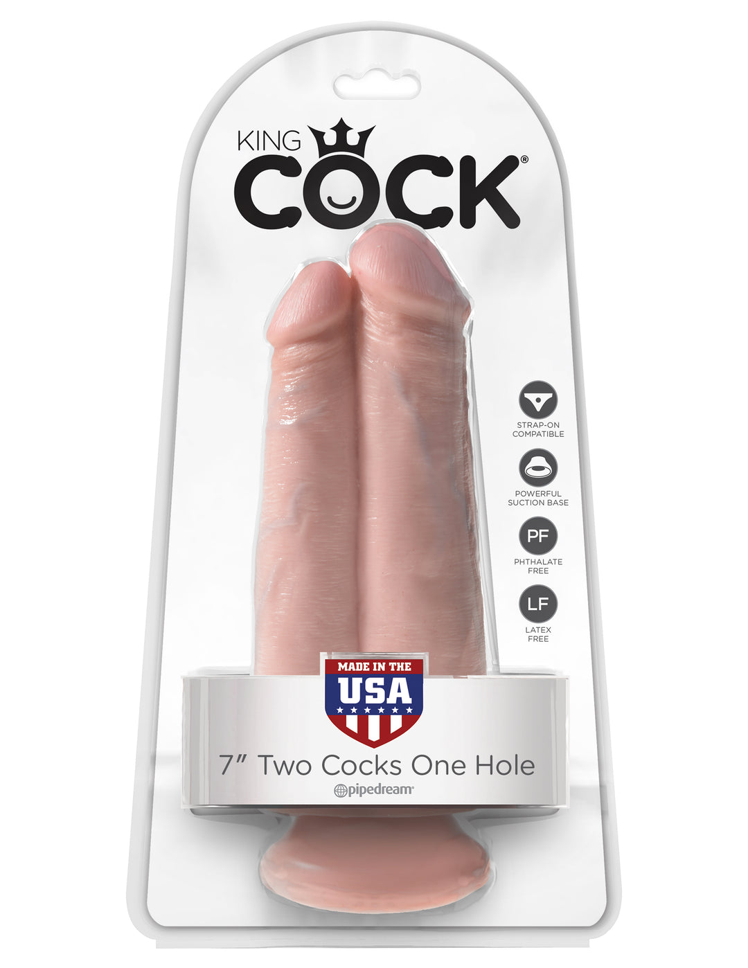 King Cock 7 Inch Two Cocks One Hole - Light