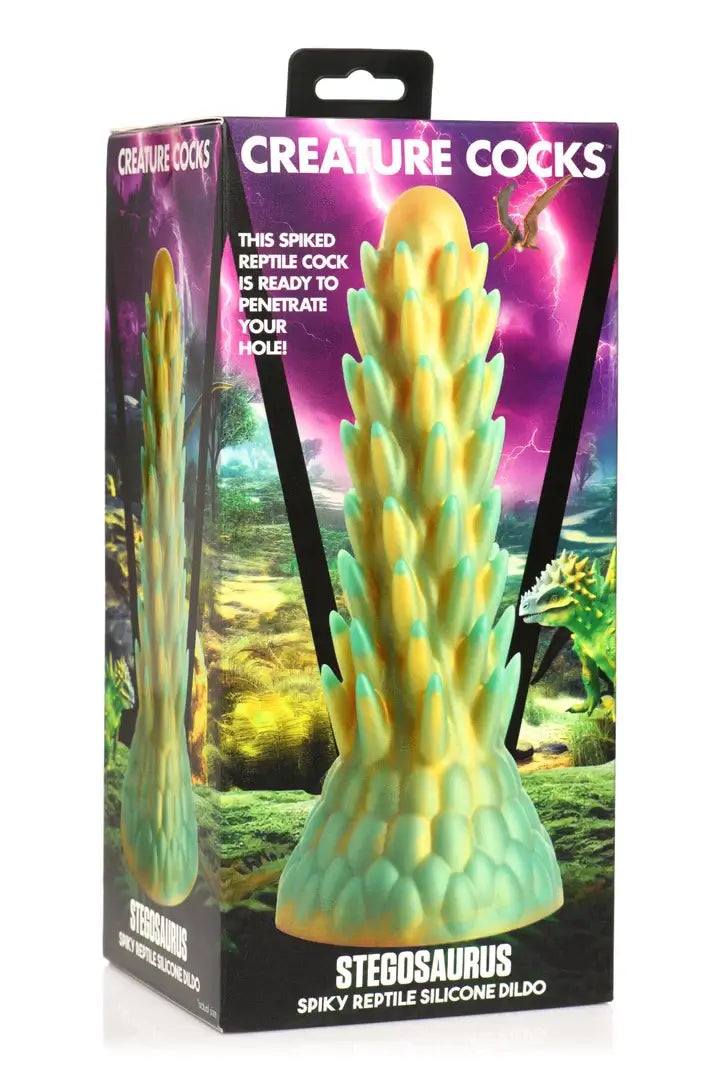 Stegosaurus Spiky Reptile Silicone Dildo - Green