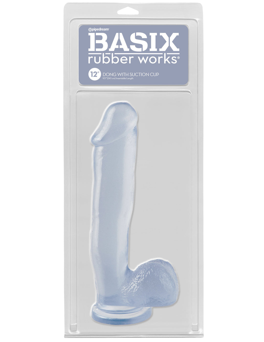 Basix Rubber Works 12 Inch Dong With Suction Cup - Clear