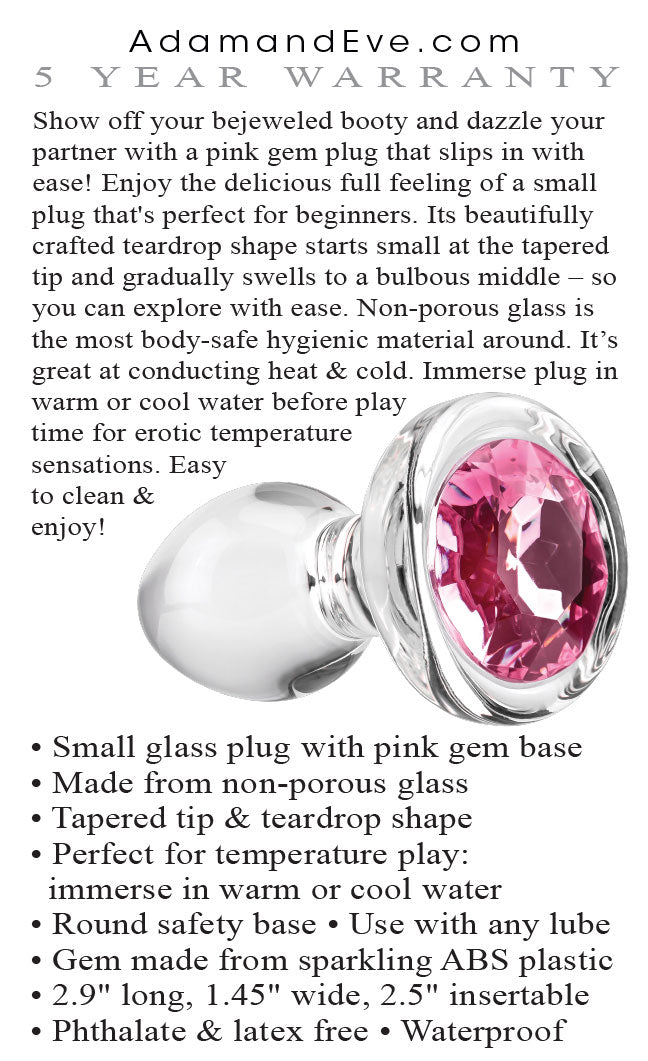 Pink Gem Glass Plug - Small - Pink