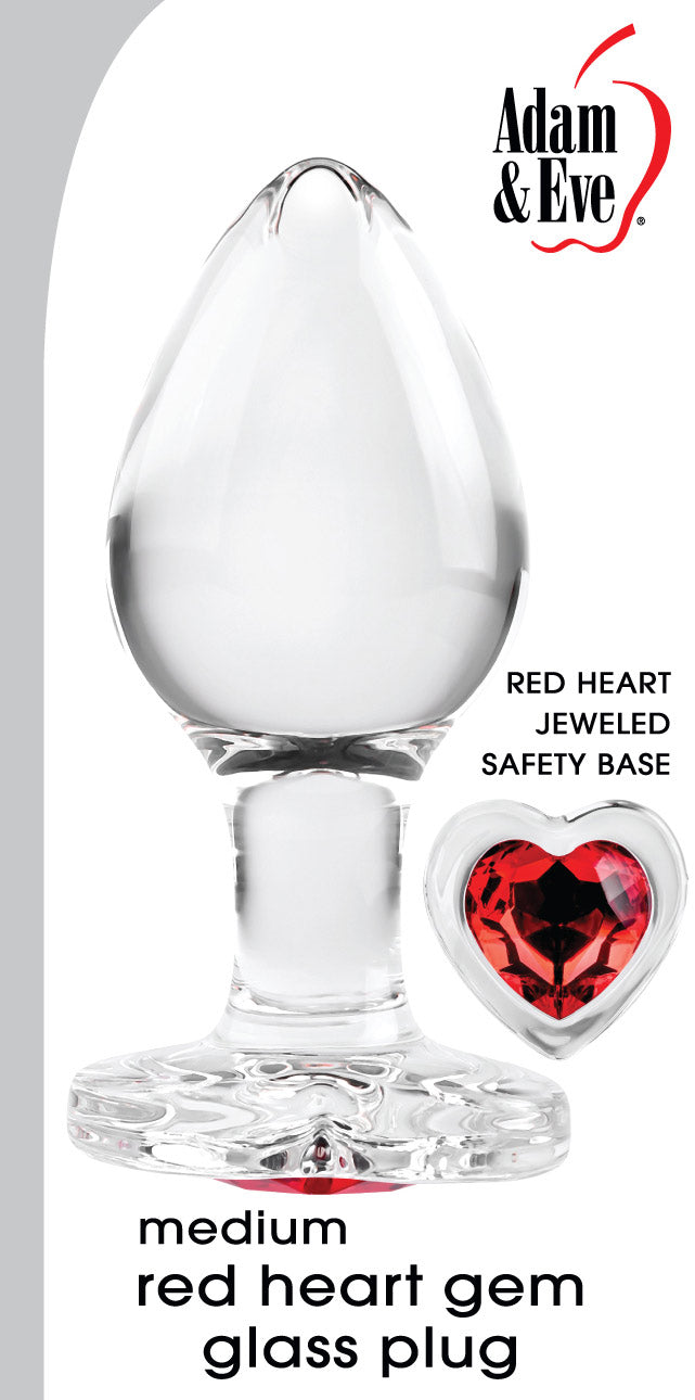 Red Heart Gem Glass Plug - Medium