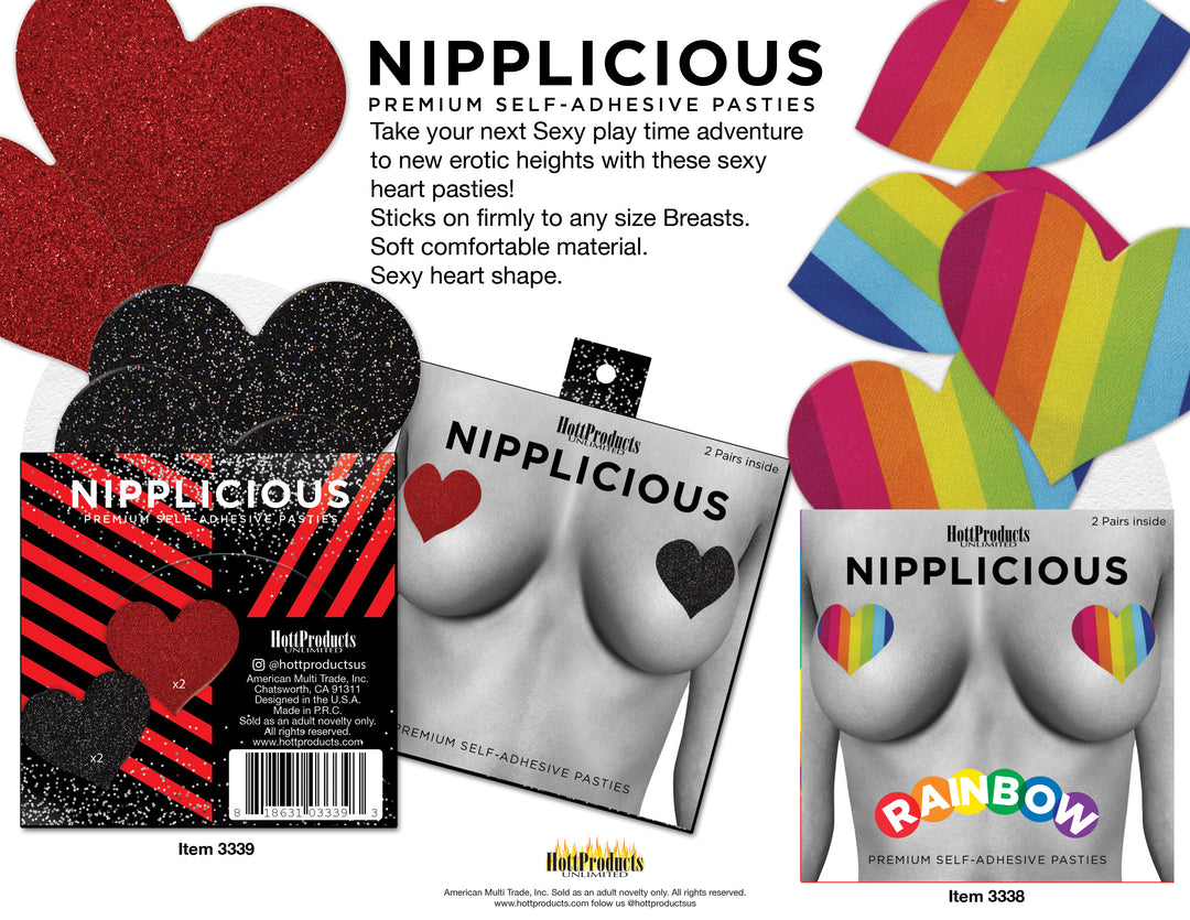 Nipplicious - Rainbow Nipple Pasties - Hearts and Lips