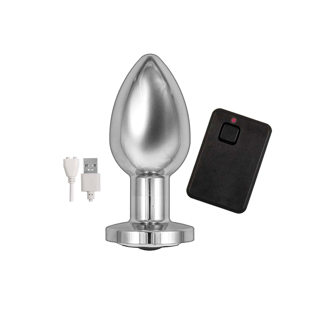 Ass-Sation Remote Vibrating Metal Plug - Silver