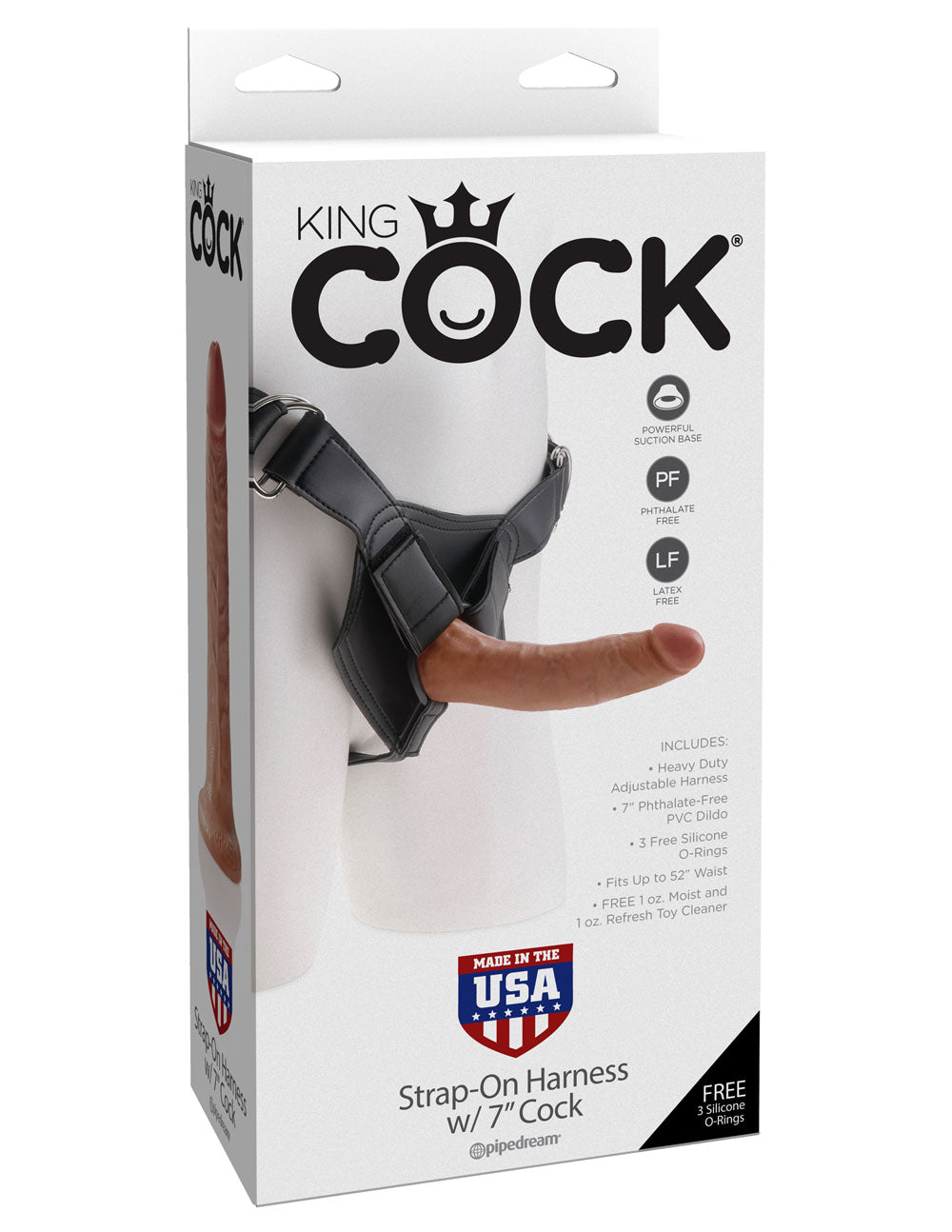 King Cock Strap-on Harness With 7 Inch Cock - Tan