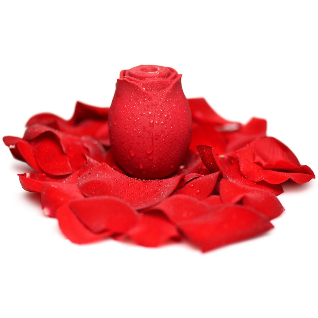 Mystic Rose Sucking and Vibrating Silicone Rose -  Red