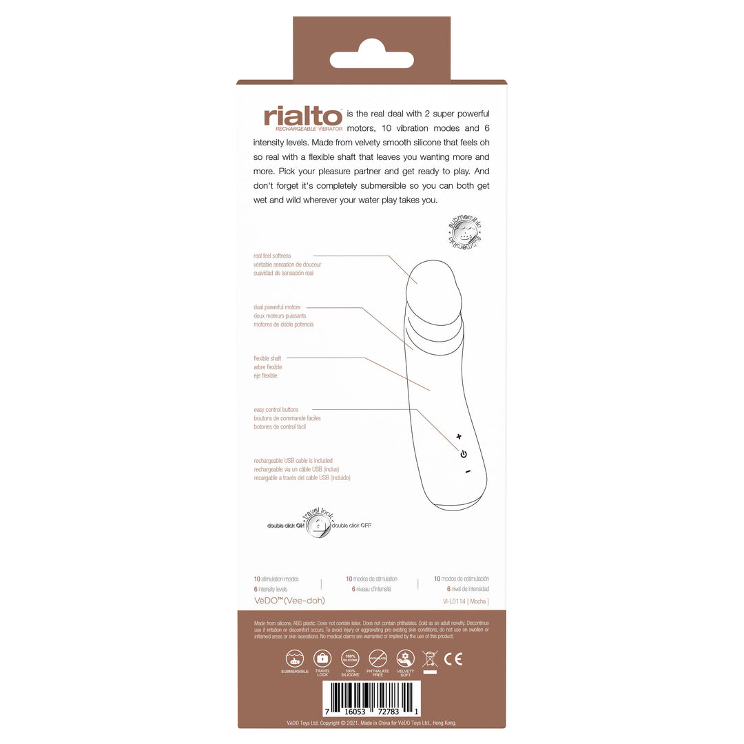 Rialto Rechargeable Vibrator - Mocha