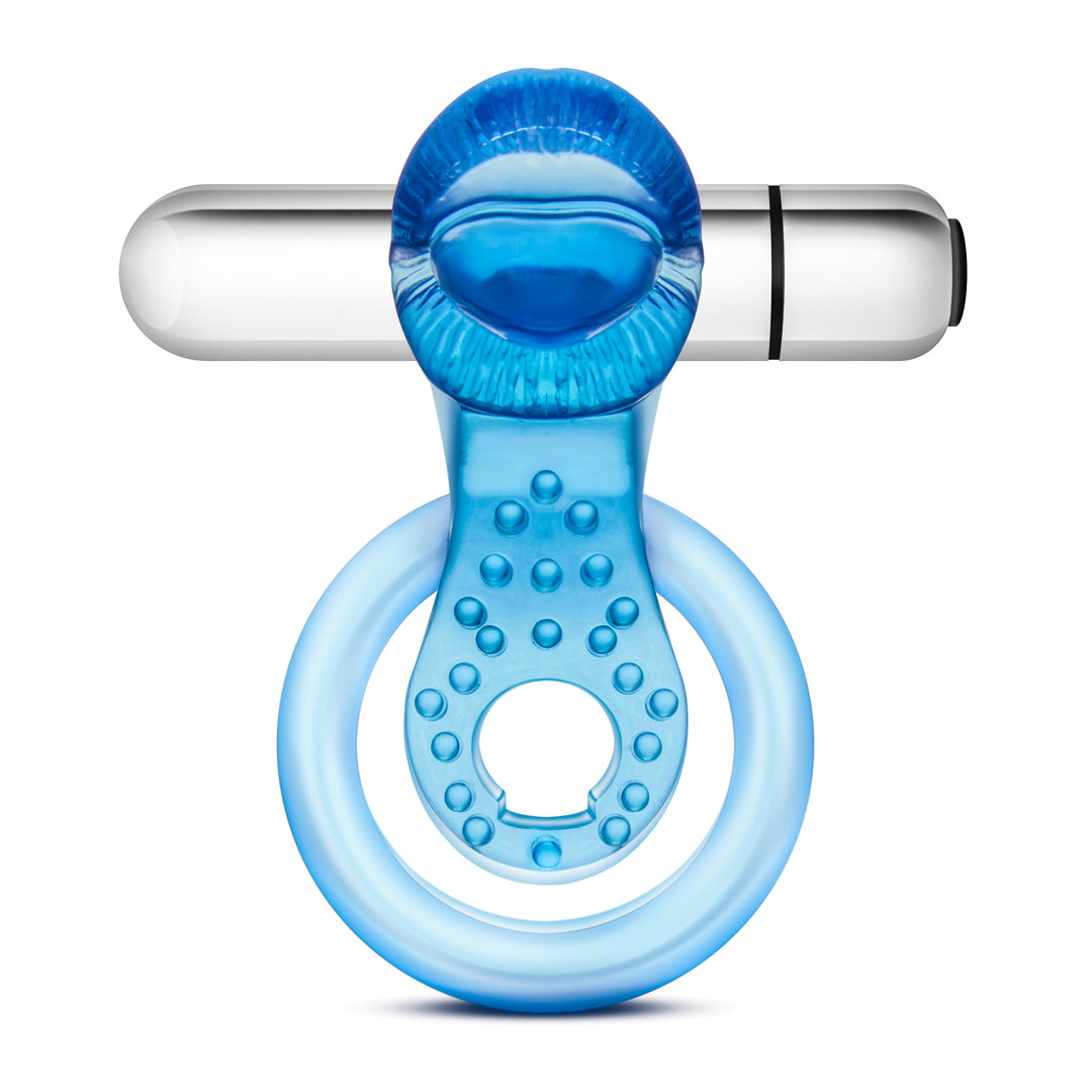 Stay Hard 10 Function Vibrating Tongue Ring - Blue