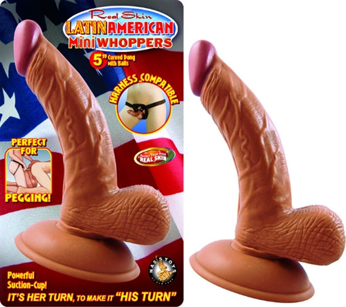 Latin American Mini Whoppers 5-Inch Curved Dong  With Balls - Latin