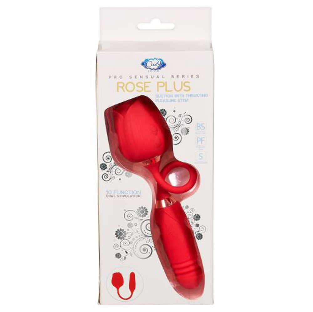 Cloud 9 Rose Plus With Thrusting Pleasure Stem  Dual Stimulation - Red