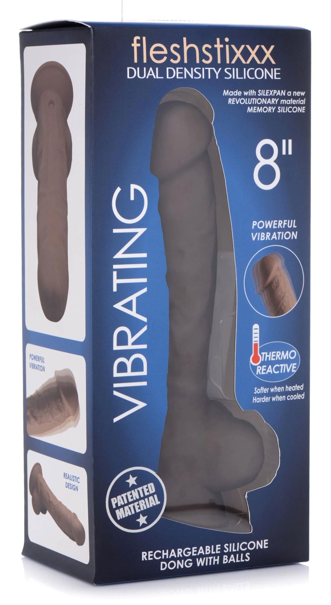 Fleshstixxx 8" Vibrating Silicone Dildo With Balls Brown