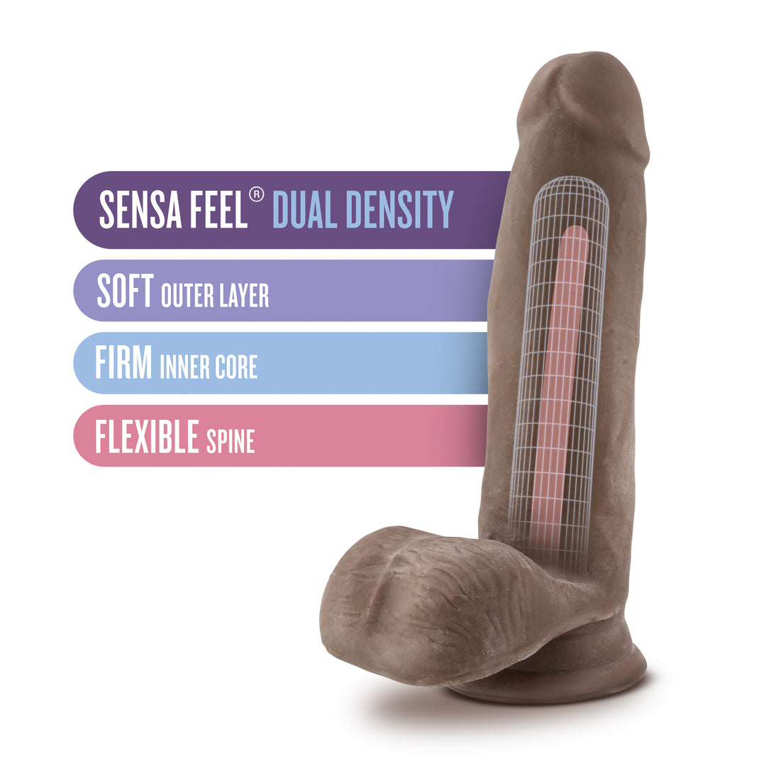 Au Naturel - 7 Inch Sensa Feel Dildo - Chocolate