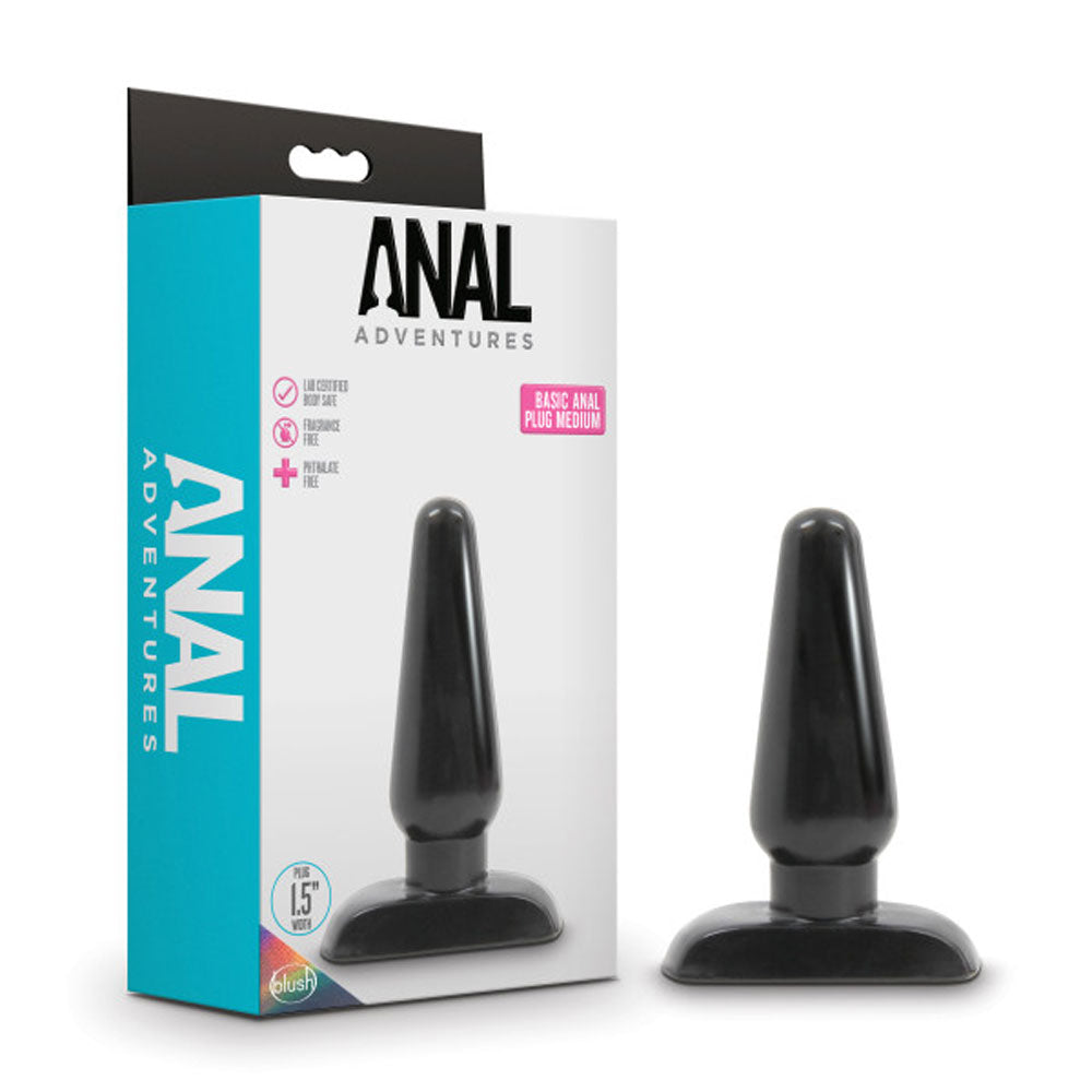 Anal Adventures - Basic Anal Plug - Medium -  Black