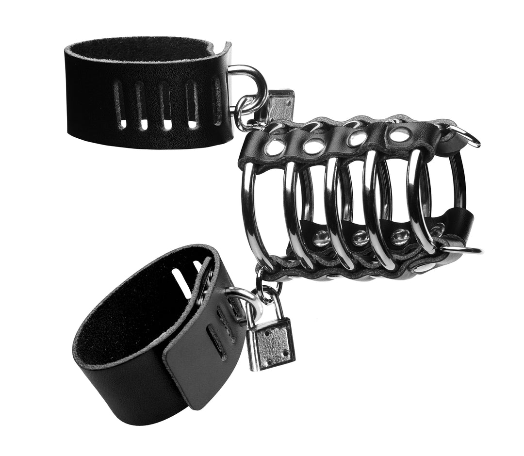 5 Ring Chastity Device With Cock & Ball Strap