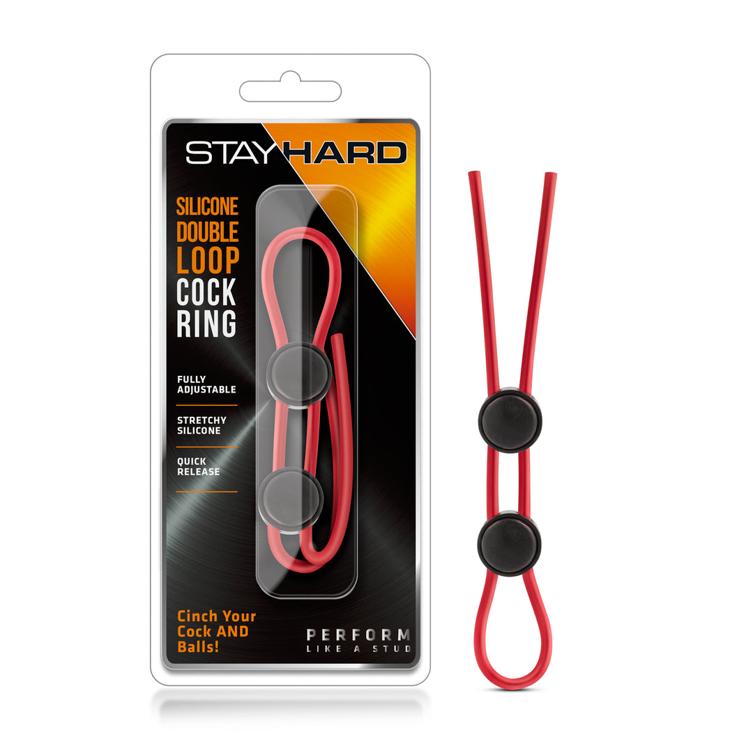 Stay Hard - Silicone Double Loop Cock Ring  - Red