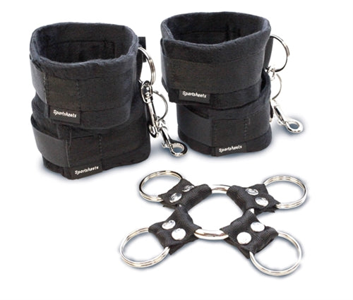 5 Piece Hog Tie and Cuff Set - Black