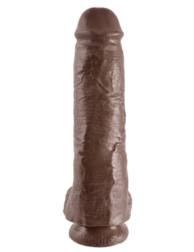 King Cock 11 Inch Cock With Balls  - Brown