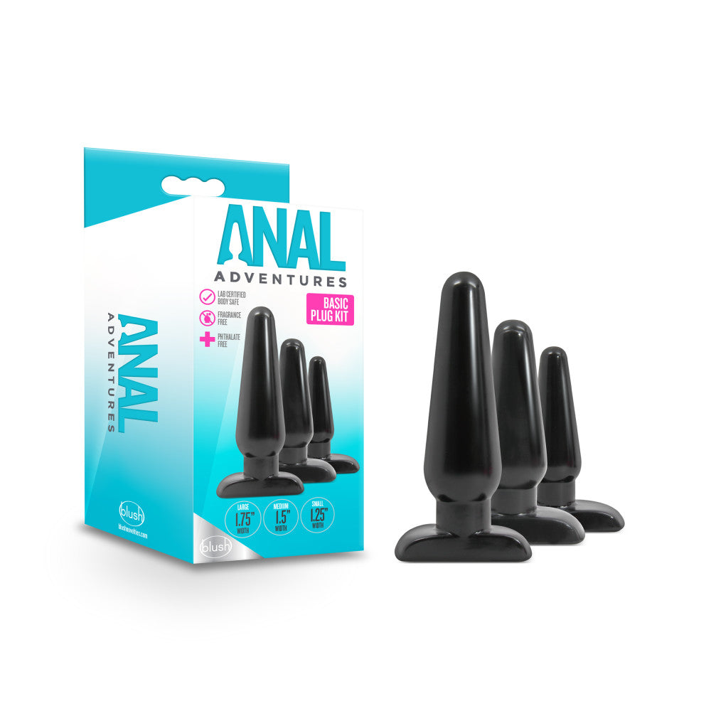 Anal Adventures - Basic Plug Kit - Black