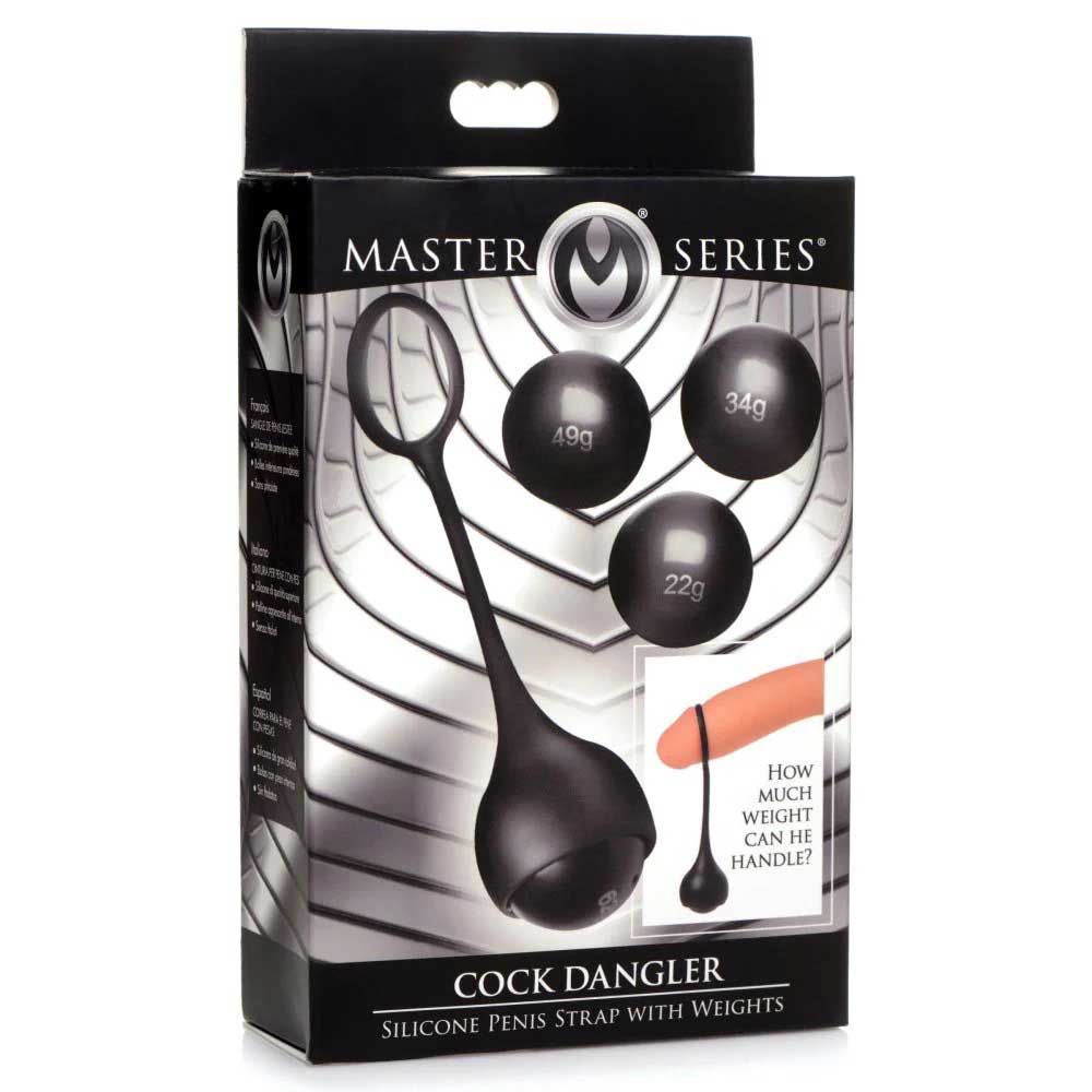 Cock Dangler Silicone Penis Strap With Weights -  Black