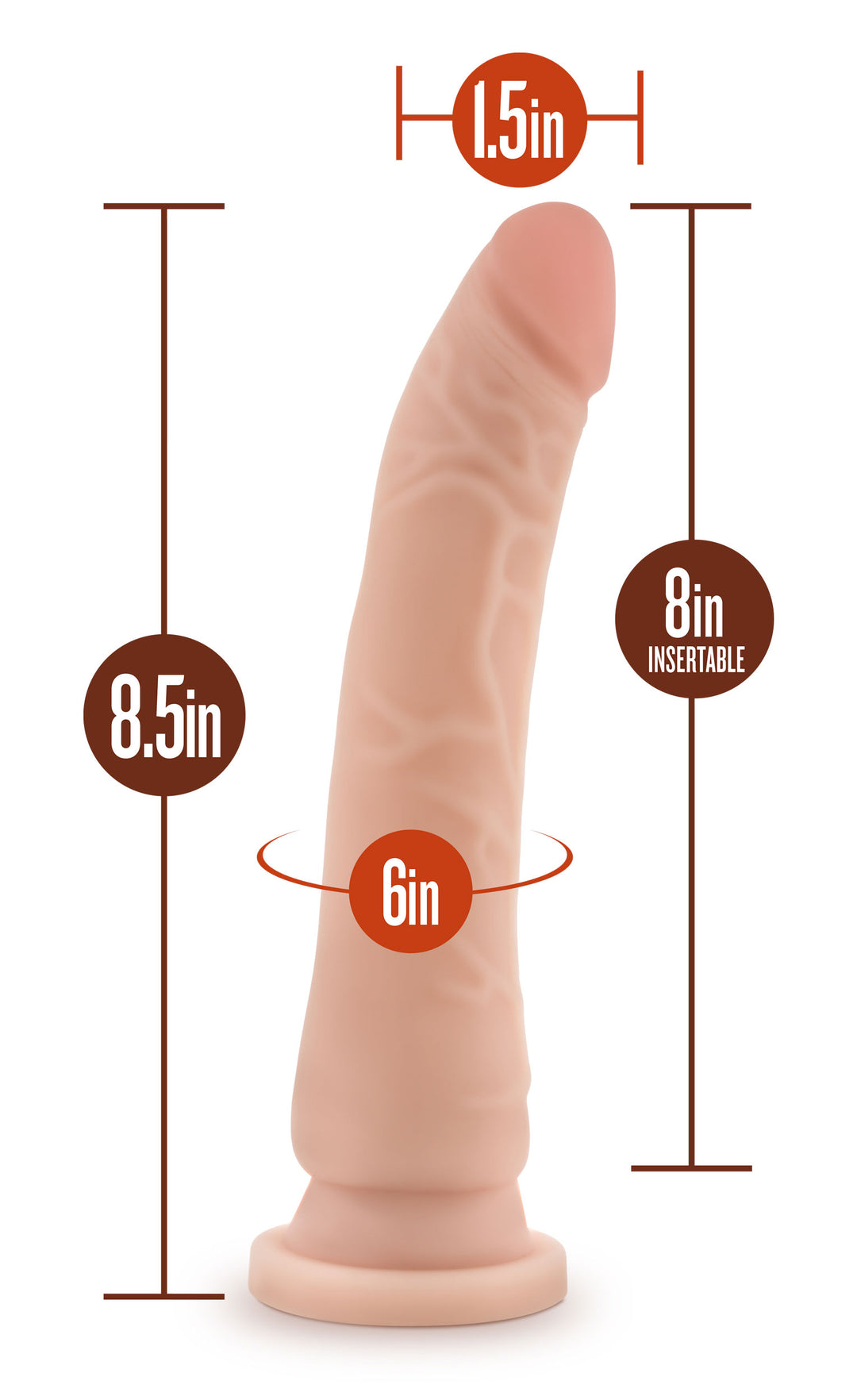 Dr. Skin Silicone - Dr. Noah - 8 Inch Dong With    Suction Cup - Vanilla