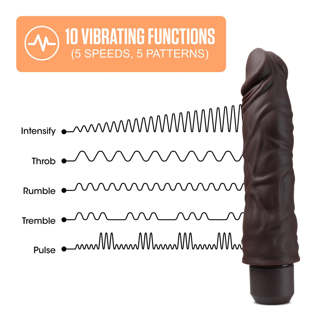 Dr. Skin Silicone - Dr. David - 8 Inch Vibrating  Dildo - Brown