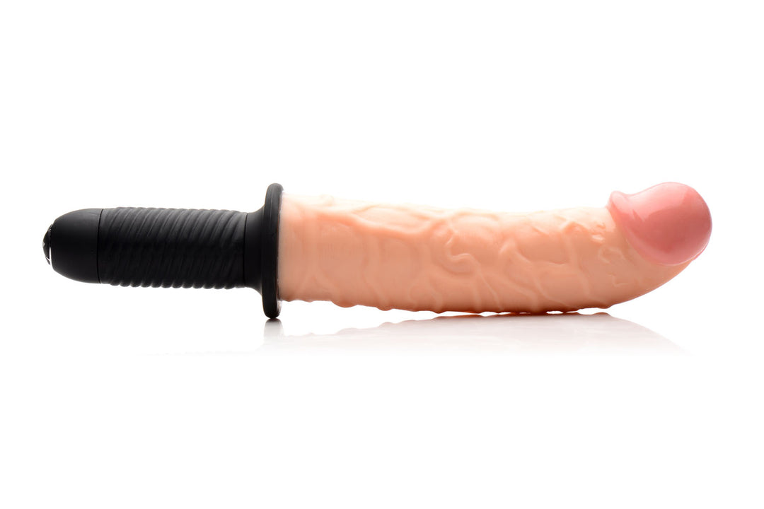 The Curved Dicktator 13 Mode Vibrating Giant Dildo Thruster - Flesh