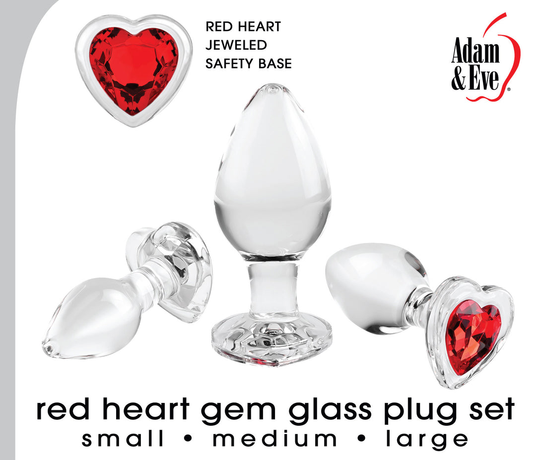 Red Heart Gem Glass Plug Set