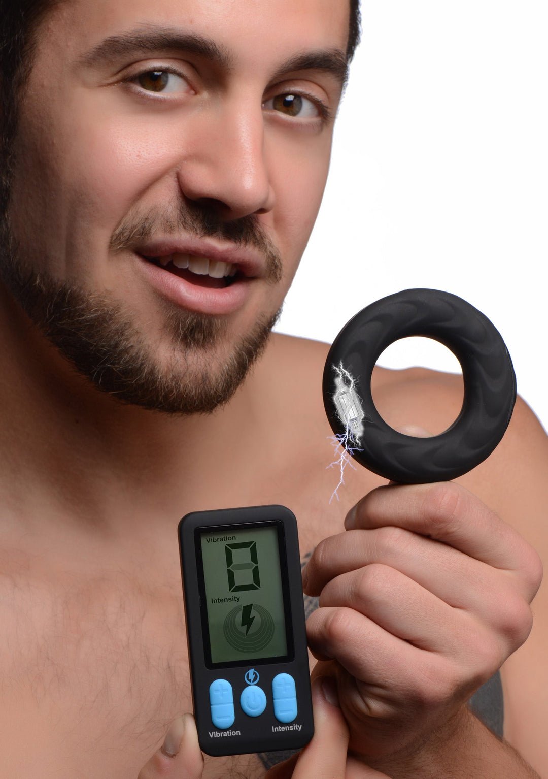 E-Stim Pro Silicone Cock Ring With Remote - Black