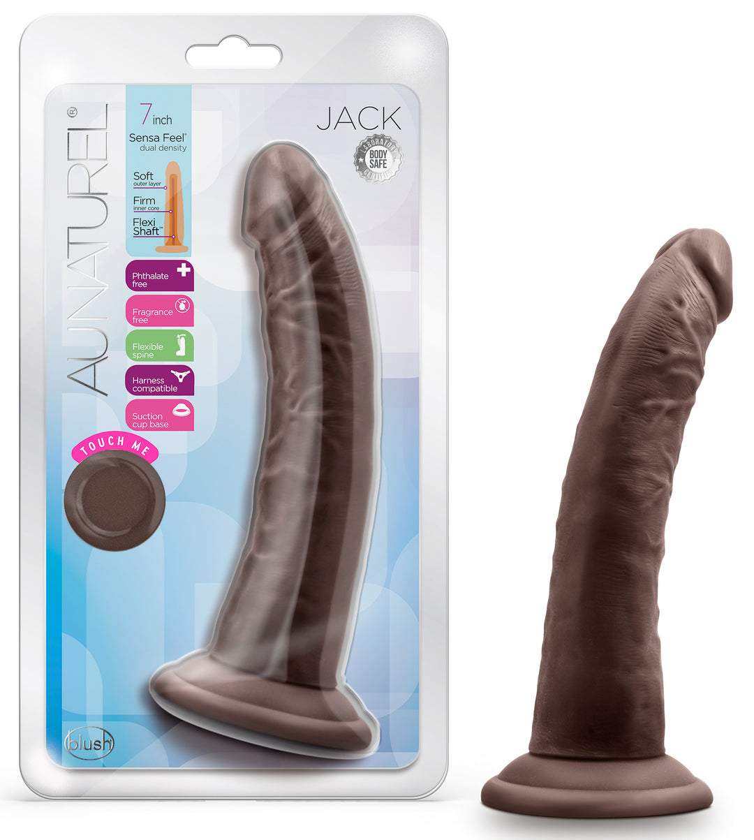 Au Naturel - Jack - 7 Inch Dildo - Chocolate