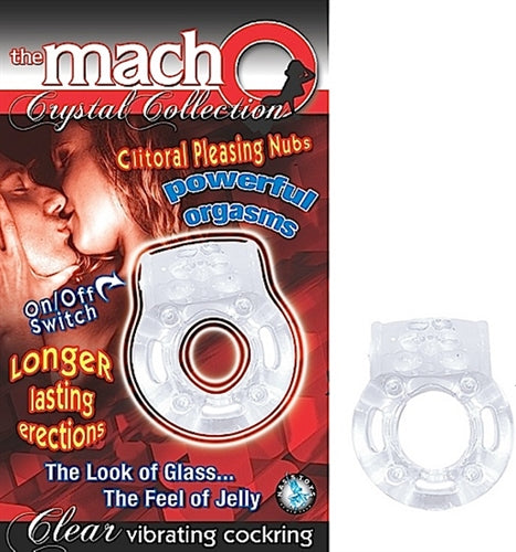 The Macho Crystal Collection Vibrating Cock Ring- Clear