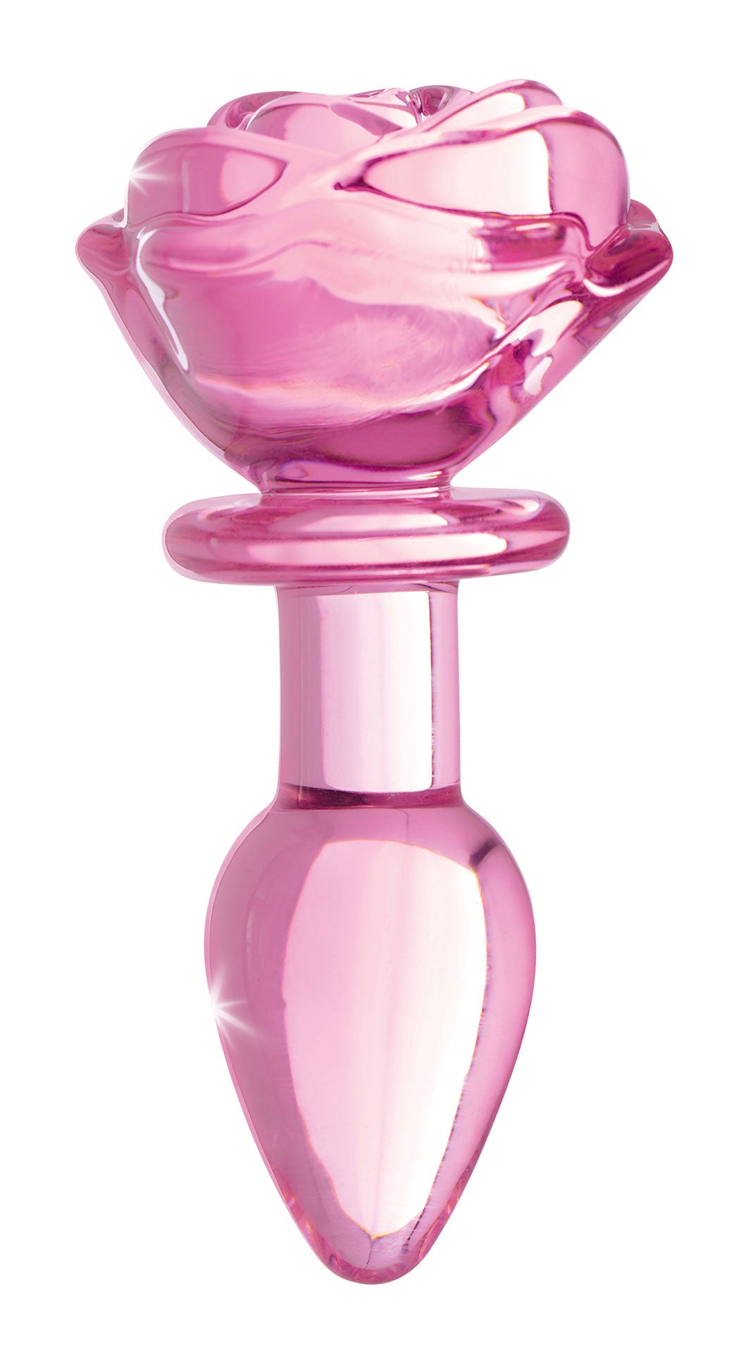 Pink Rose Glass Anal Plug - Small