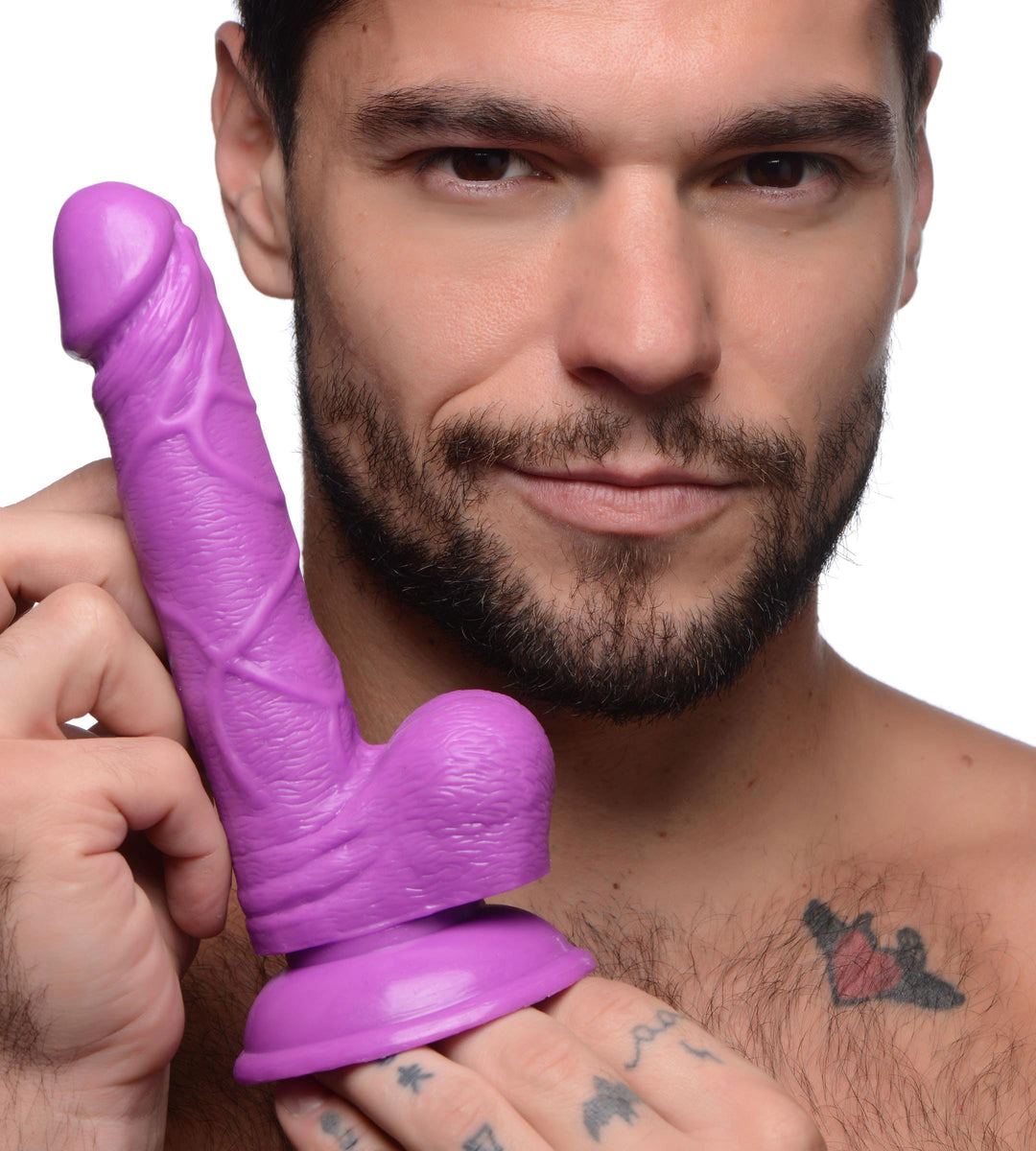 Pop Pecker 6.5 Inch Dildo With Balls - Purple