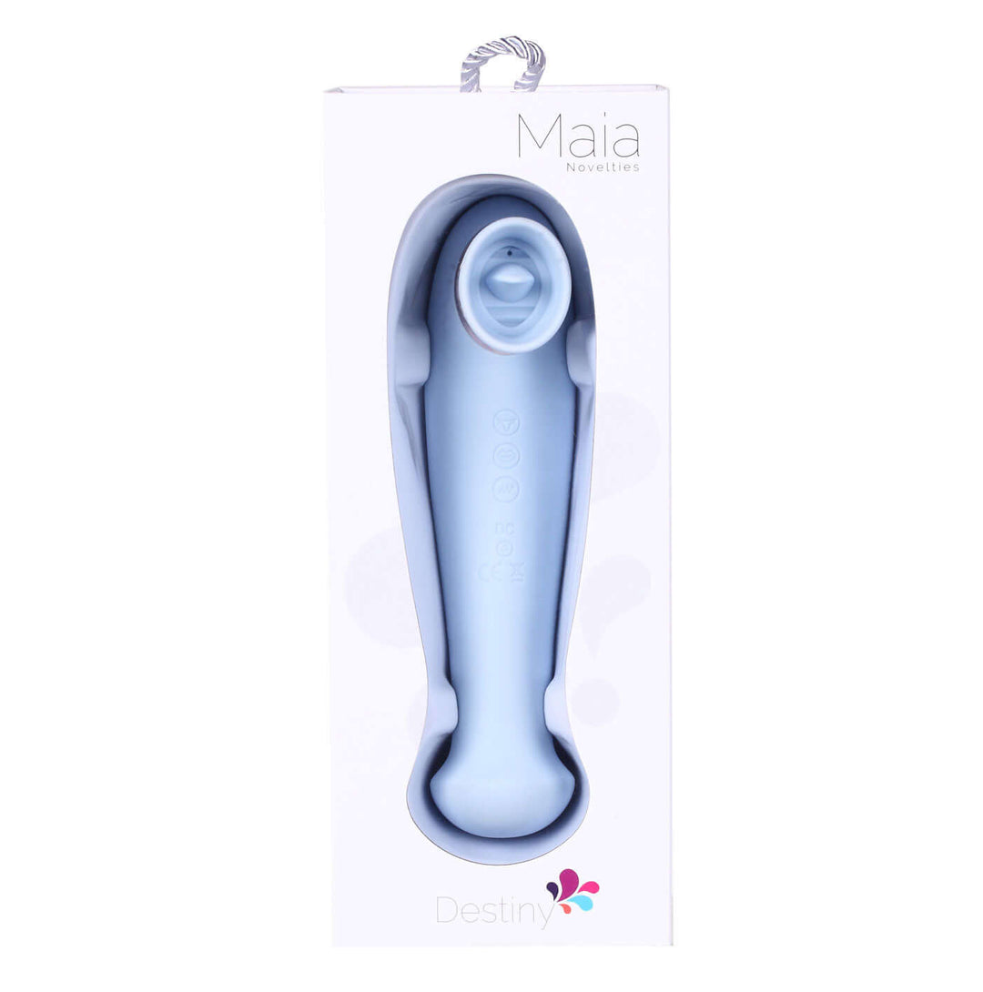 Destiny 15-Function Rechargeable Vibrating -  Suction Wand - Blue