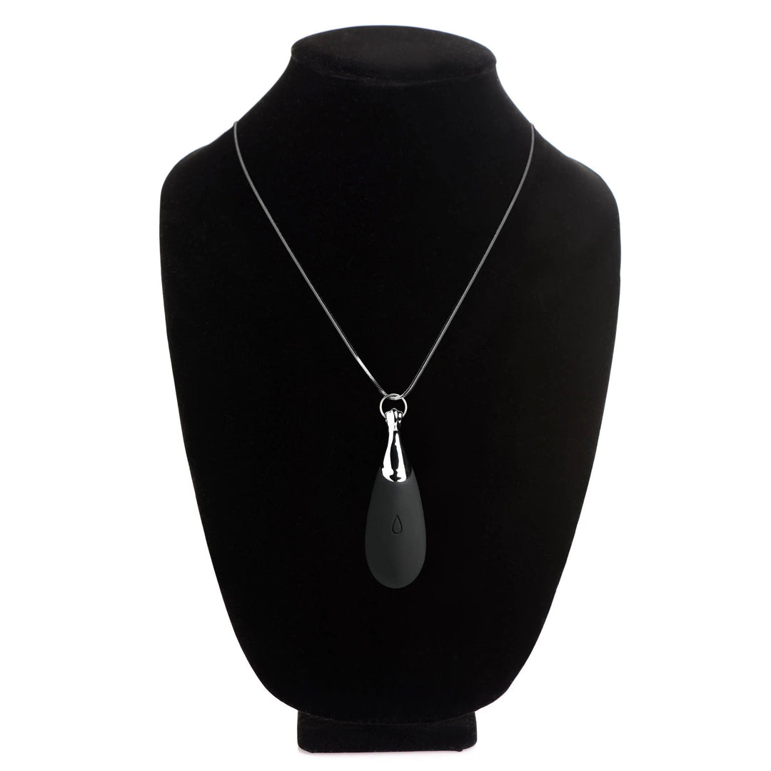 10x Vibrating Silicone Teardrop Necklace - Black