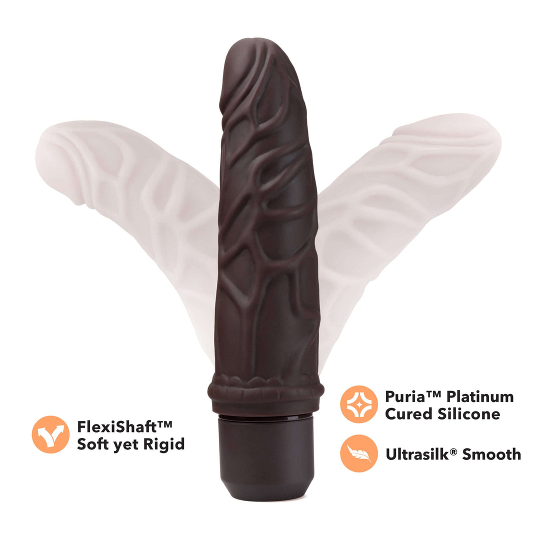 Dr. Skin Silicone - Dr. Robert - 7 Inch Vibrating  Dildo - Brown