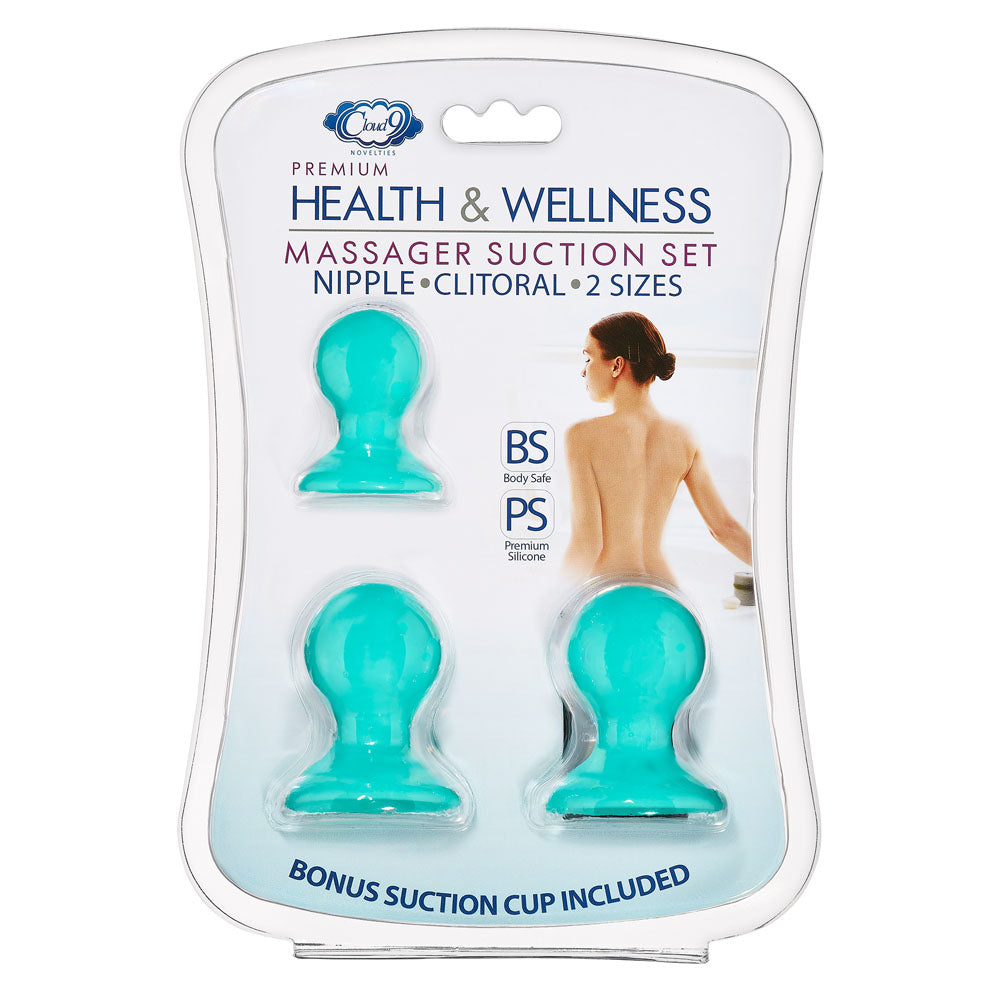 Cloud 9 Health and Wellness Nipple and Clitoral Massager Suction Set - Teal