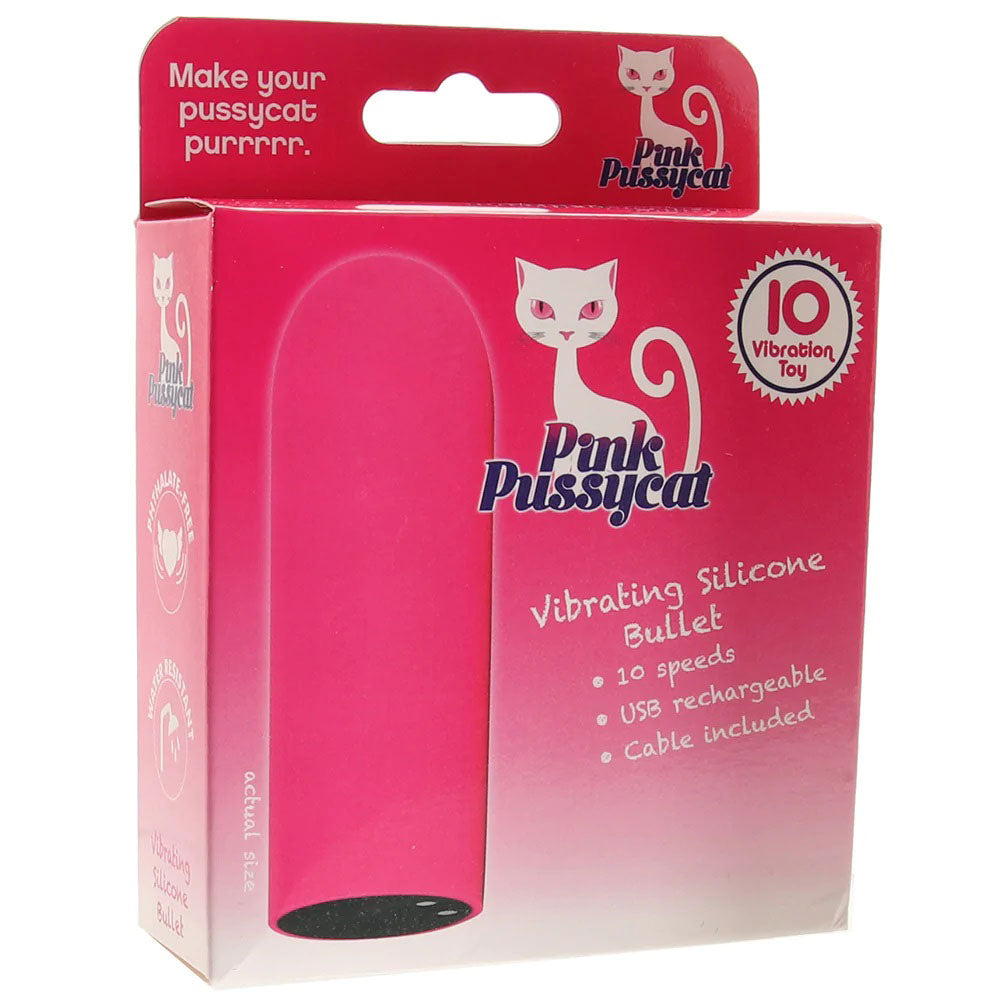 Pink Pussycat Vibrating Silicone Bullet - Pink