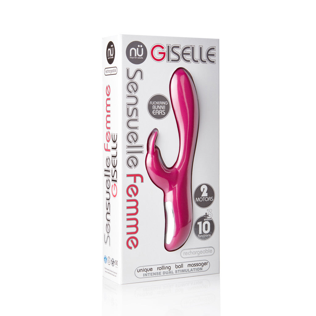 Sensuelle Femme Giselle 10 and 3 Function  Rechargeable Rabbit Massager - Magenta