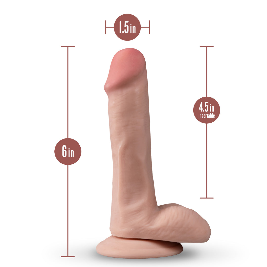 Dr. Skin Plus - 6 Inch Posable Dildo With Balls -  Vanilla