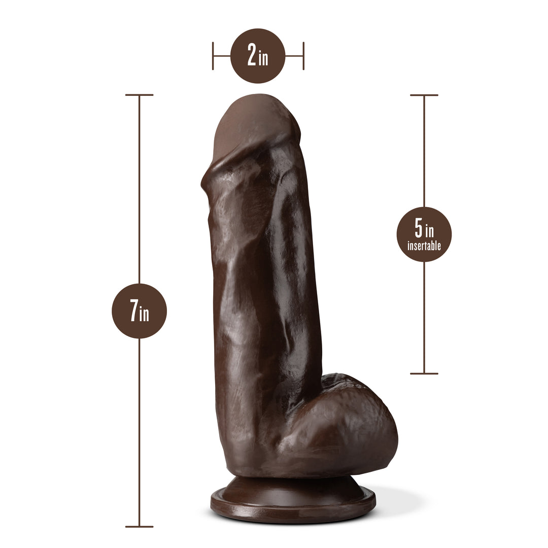 Dr. Skin Plus - 7 Inch Girthy Posable Dildo With  Balls - Chocolate