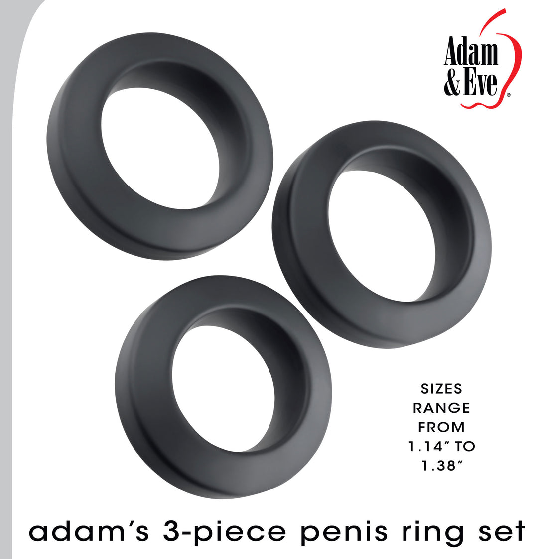 Adam's 3-Piece Penis Ring Set - Black