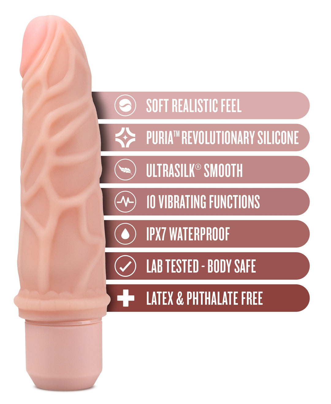 Dr. Skin Silicone - Dr. Robert - 7 Inch Vibrating  Dildo -Beige