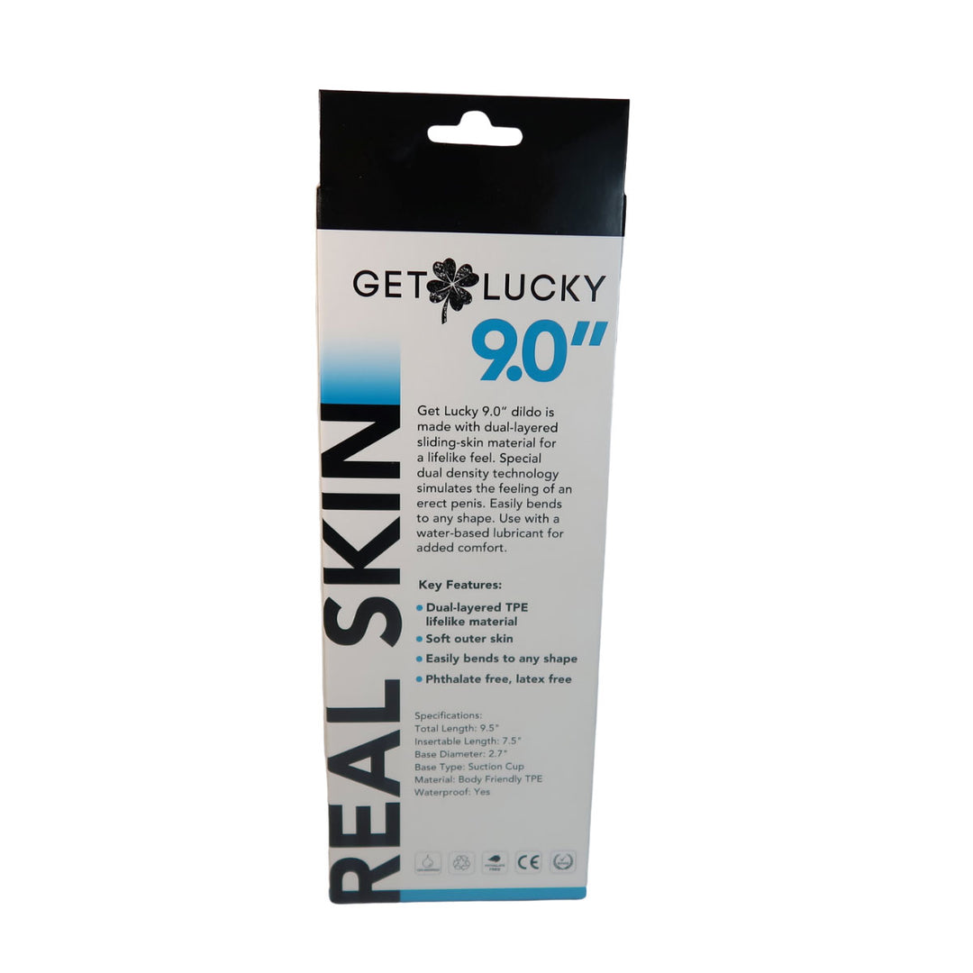 Get Lucky 9 Inch Real Skin Dong - Light Brown