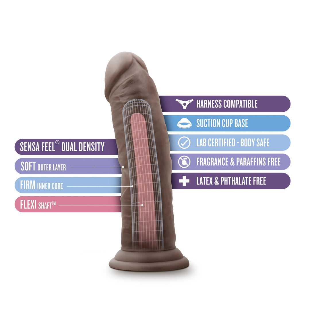 Au Naturel - 8 Inch Dildo With Suction Cup -  Chocolate