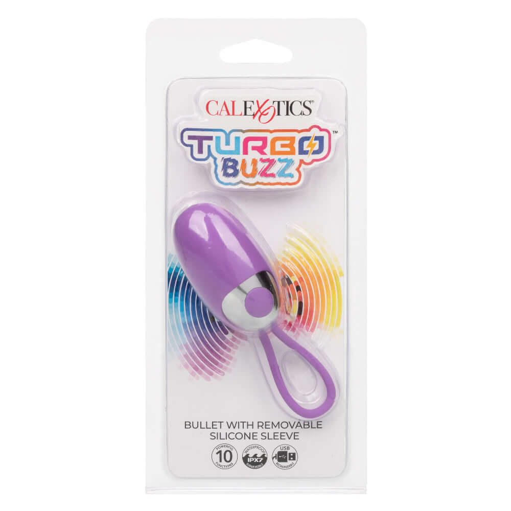 Turbo Buzz Bullet With Removable Silicone Sleeve - Purple