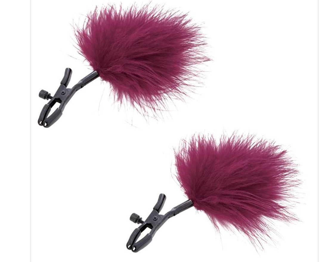 Sex and Mischief Enchanted Feather Nipple Clamps - Burgundy