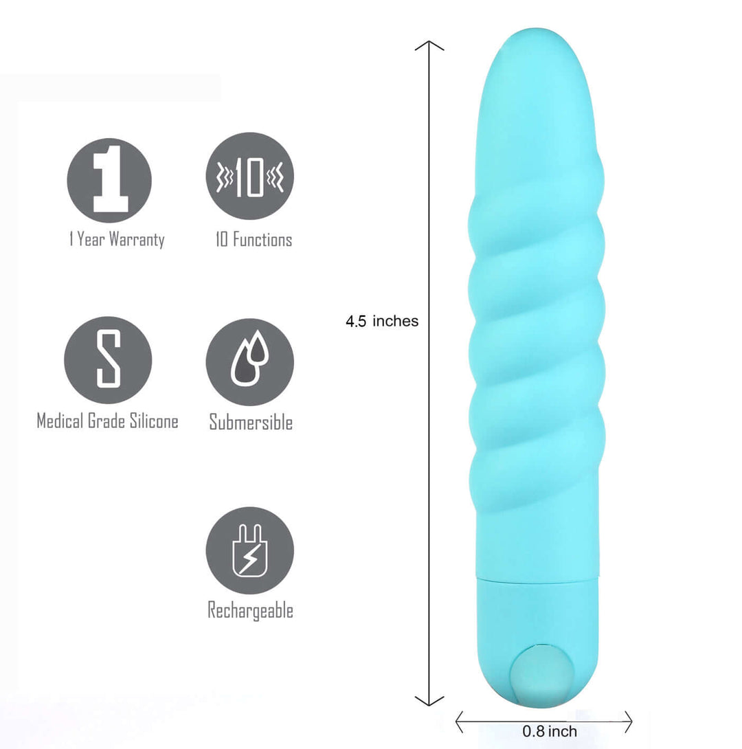 Lola 10 Function Vibrating Twisty Bullet - Teal