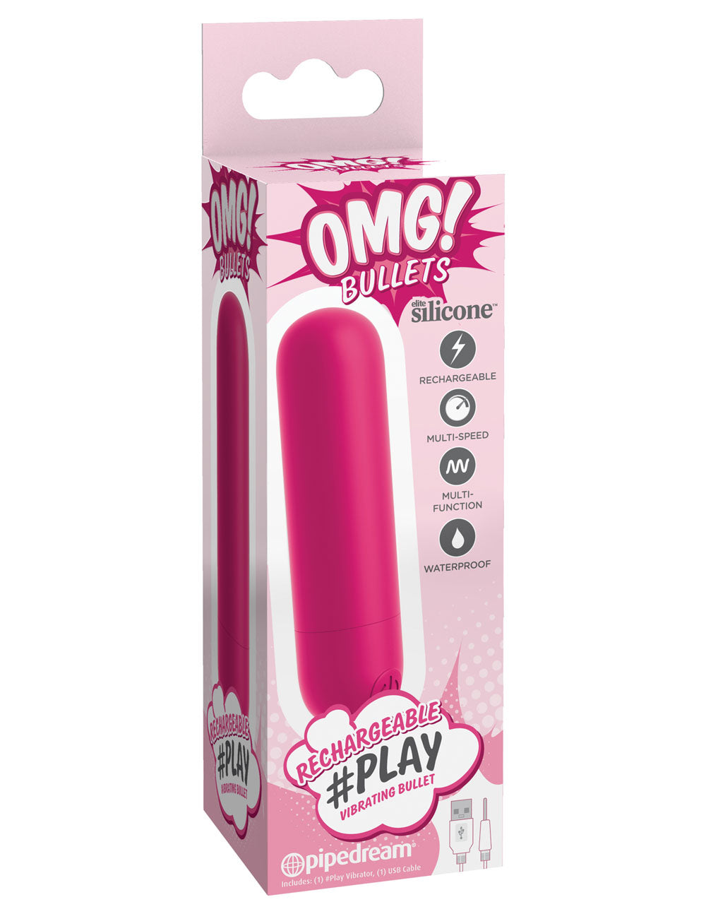 Omg! Bullets Play Rechargeable Vibrating Bullet - Fuschia